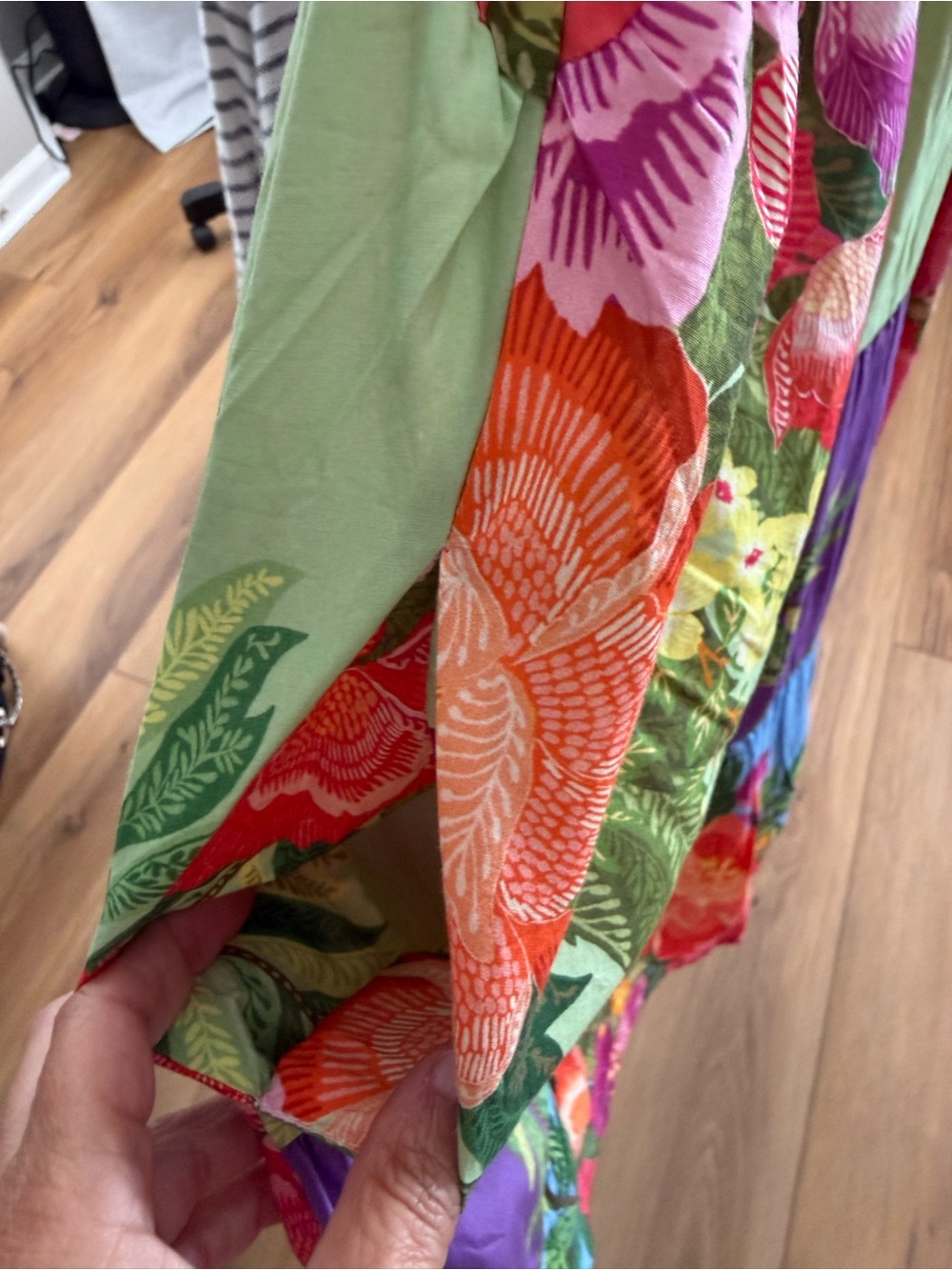 FARM Rio Coral, Purple & Green Floral Tiered Mini Dress - Picture 5 of 5